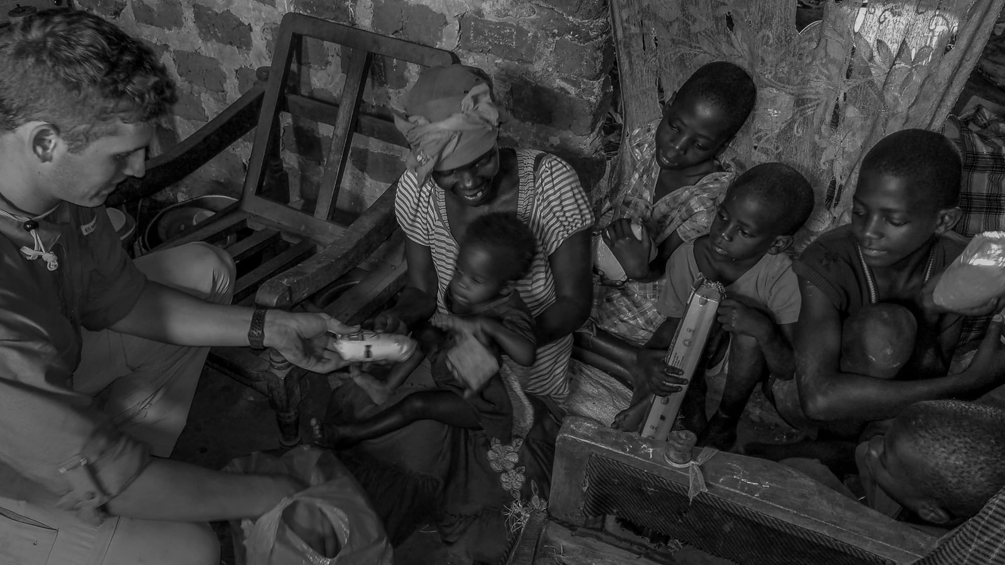 A family receiving practical care during an AFR visit.